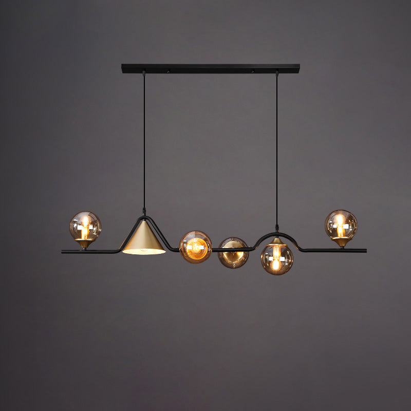 Linear Glass Globe Chandelier