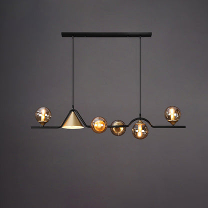 Linear Glass Globe Chandelier