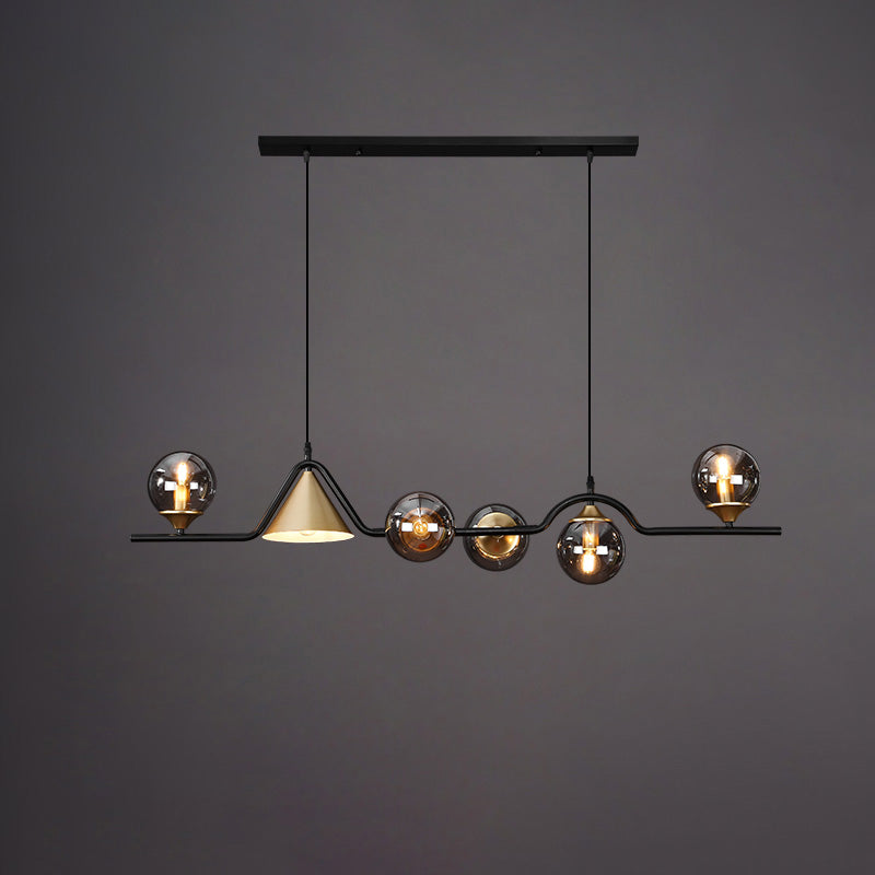 Linear Glass Globe Chandelier