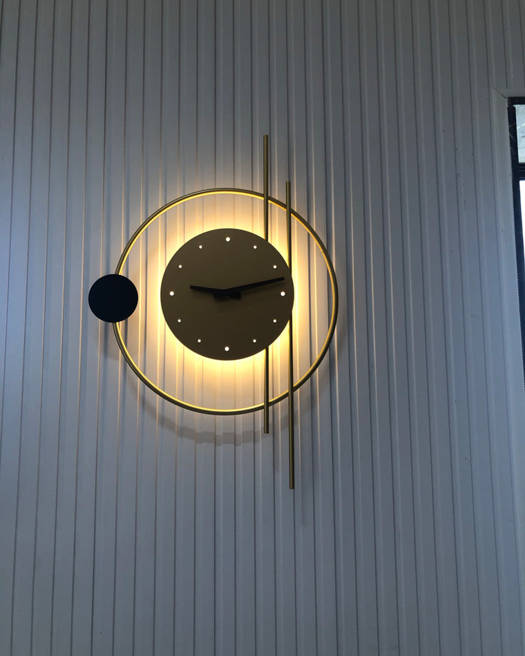 Modern Wall Clock with LED Lighting