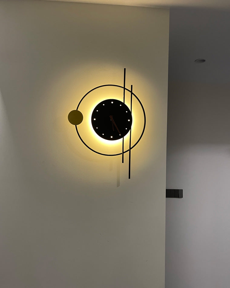 Modern Wall Clock with LED Lighting