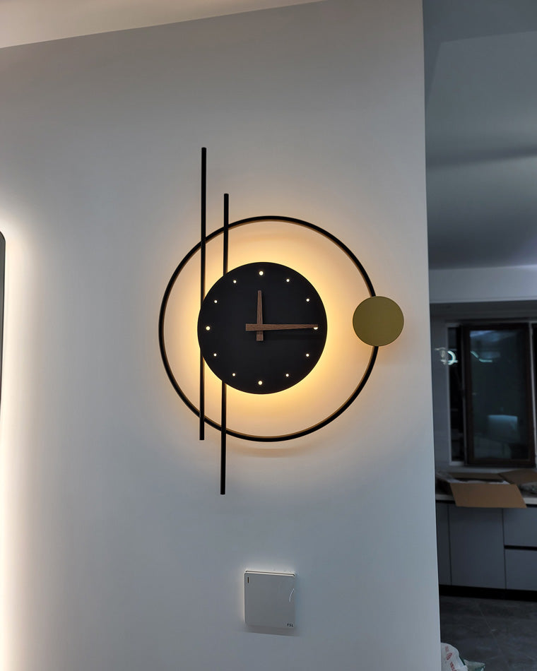 Modern Wall Clock with LED Lighting