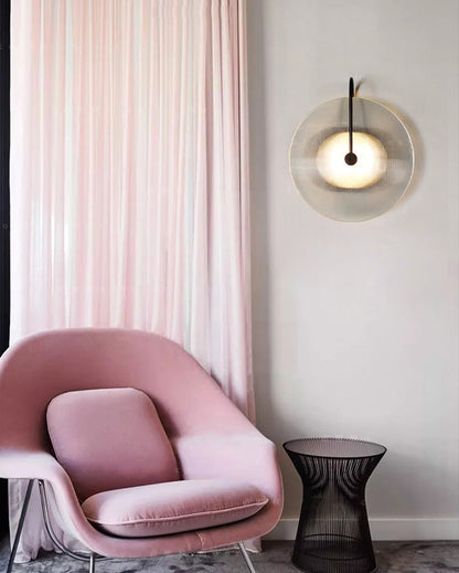 Ribbed Glass Disc Wall Light
