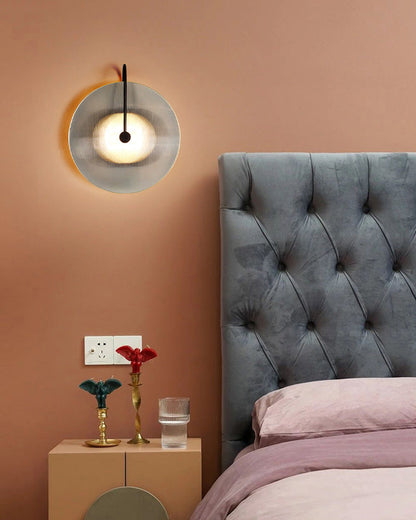 Ribbed Glass Disc Wall Light