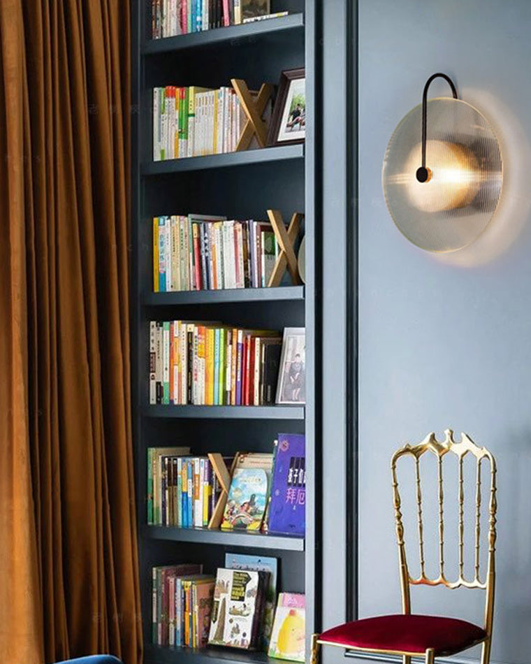 Ribbed Glass Disc Wall Light