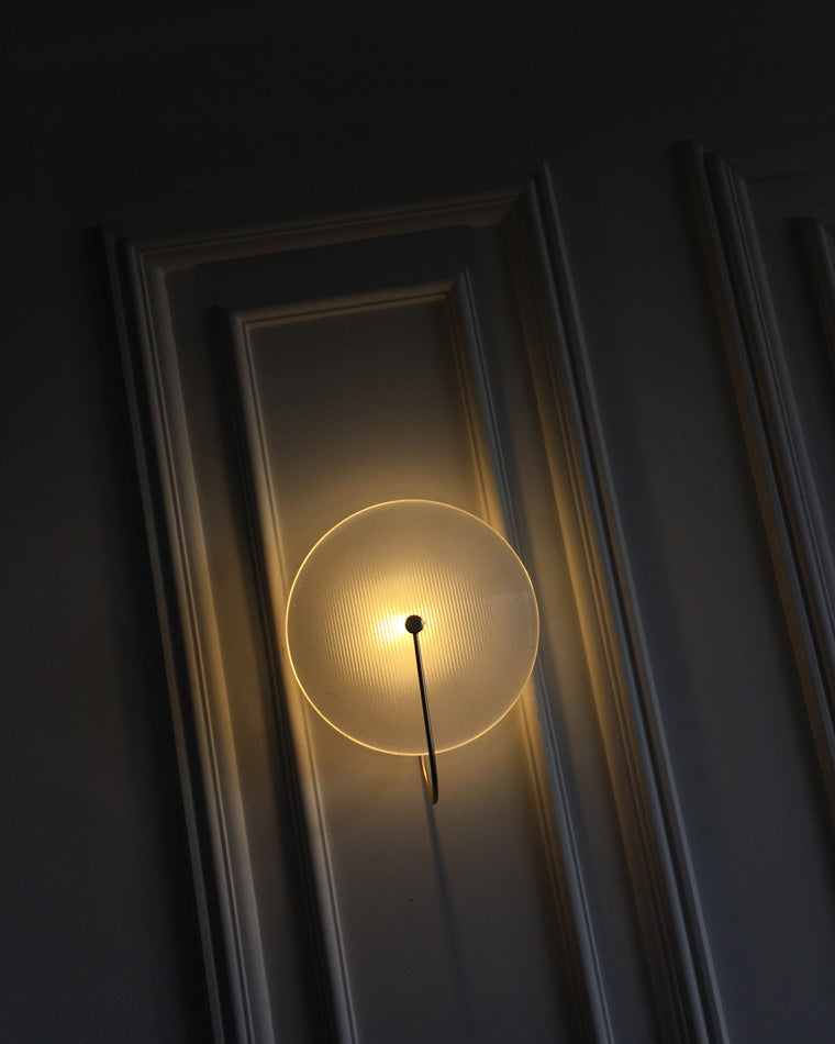 Ribbed Glass Disc Wall Light