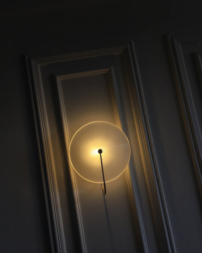 Ribbed Glass Disc Wall Light