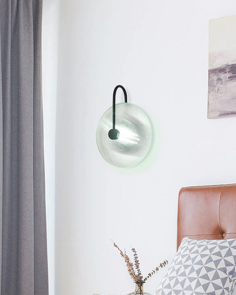 Ribbed Glass Disc Wall Light