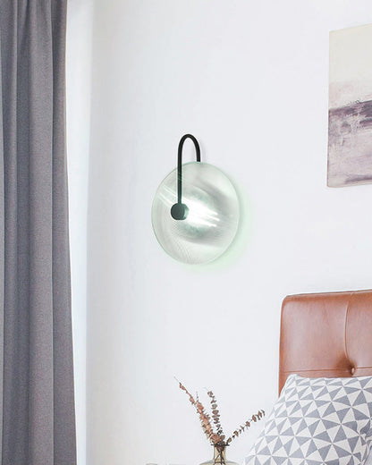 Ribbed Glass Disc Wall Light