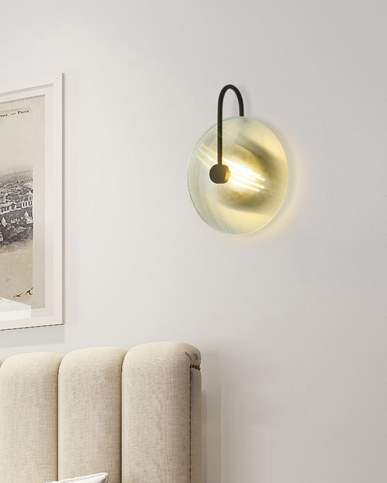 Ribbed Glass Disc Wall Light