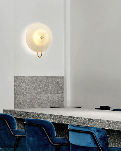 Ribbed Glass Disc Wall Light