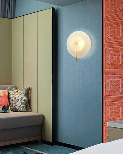 Ribbed Glass Disc Wall Light