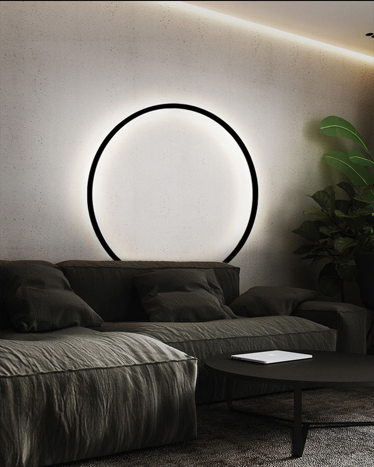 Large Black Circle Wall Light
