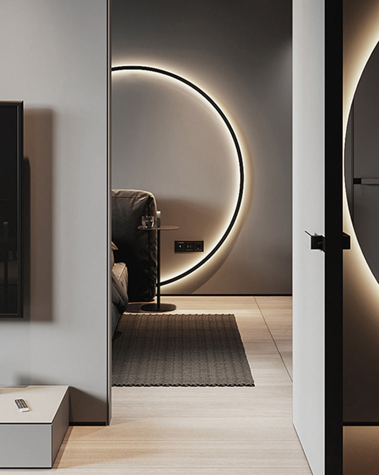 Large Black Circle Wall Light