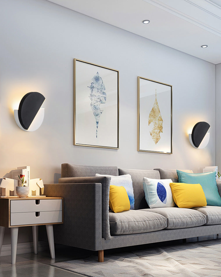 Black &amp; White Adjustable Round Wall Light