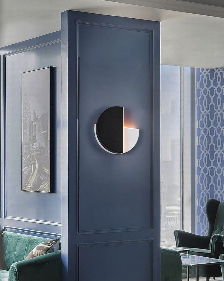 Black &amp; White Adjustable Round Wall Light