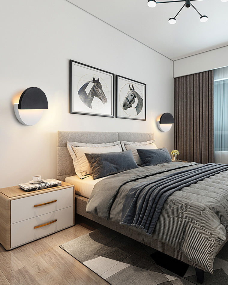 Black &amp; White Adjustable Round Wall Light