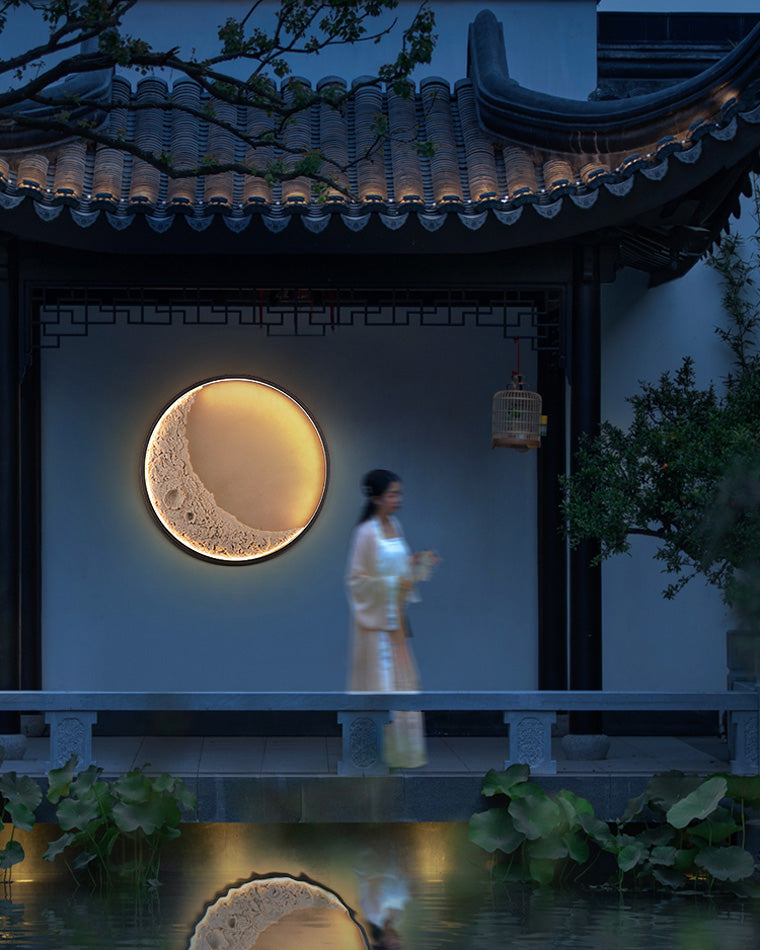 Round Moon Effect Wall Light