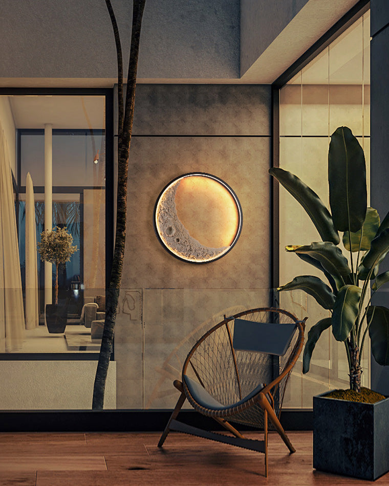 Round Moon Effect Wall Light
