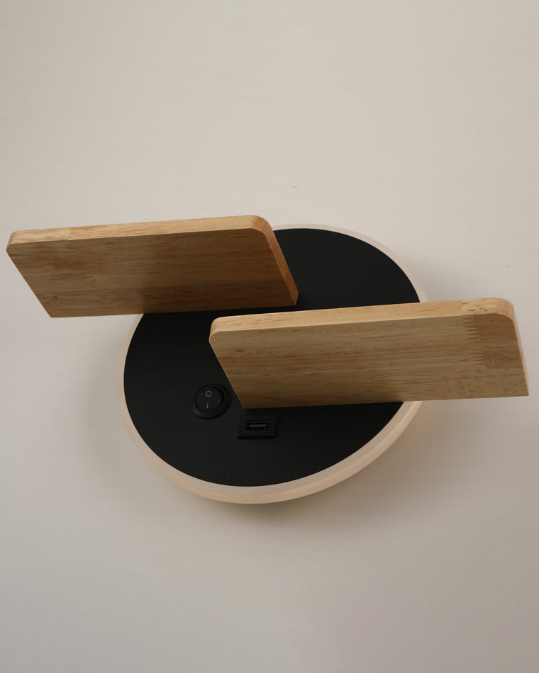 Round Wall Light with Shelf and USB Port
