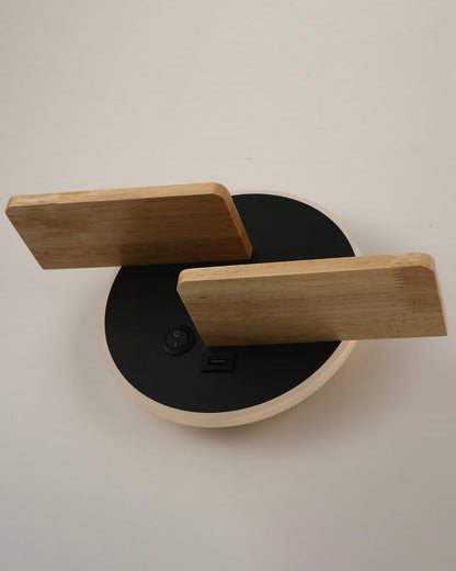 Round Wall Light with Shelf and USB Port