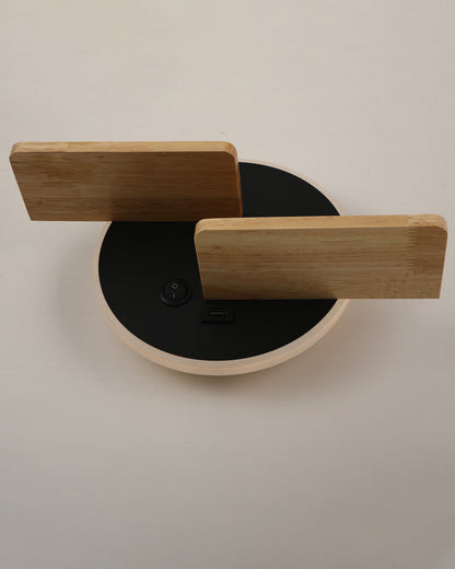 Round Wall Light with Shelf and USB Port