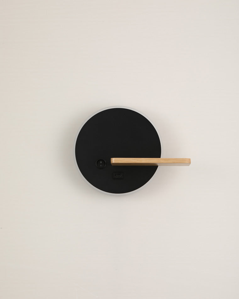 Round Wall Light with Shelf and USB Port