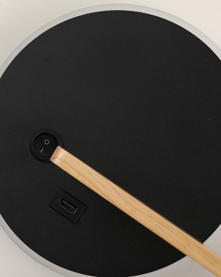 Round Wall Light with Shelf and USB Port