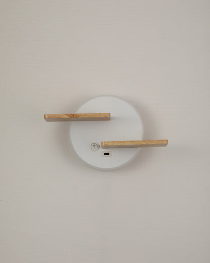 Round Wall Light with Shelf and USB Port