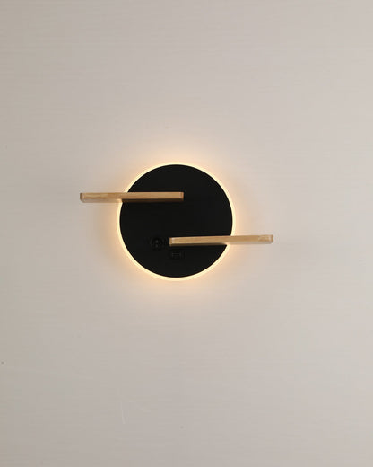 Round Wall Light with Shelf and USB Port