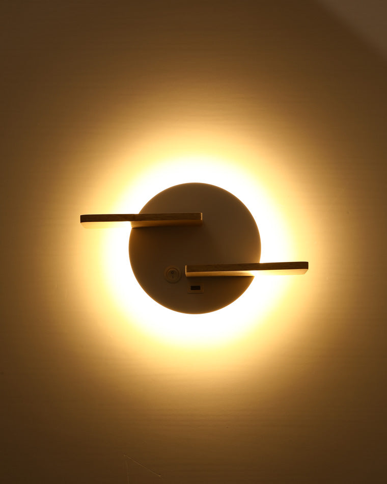 Round Wall Light with Shelf and USB Port