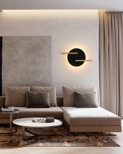 Round Wall Light with Shelf and USB Port