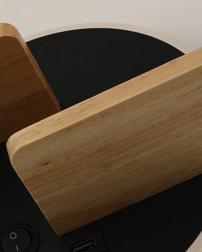 Round Wall Light with Shelf and USB Port