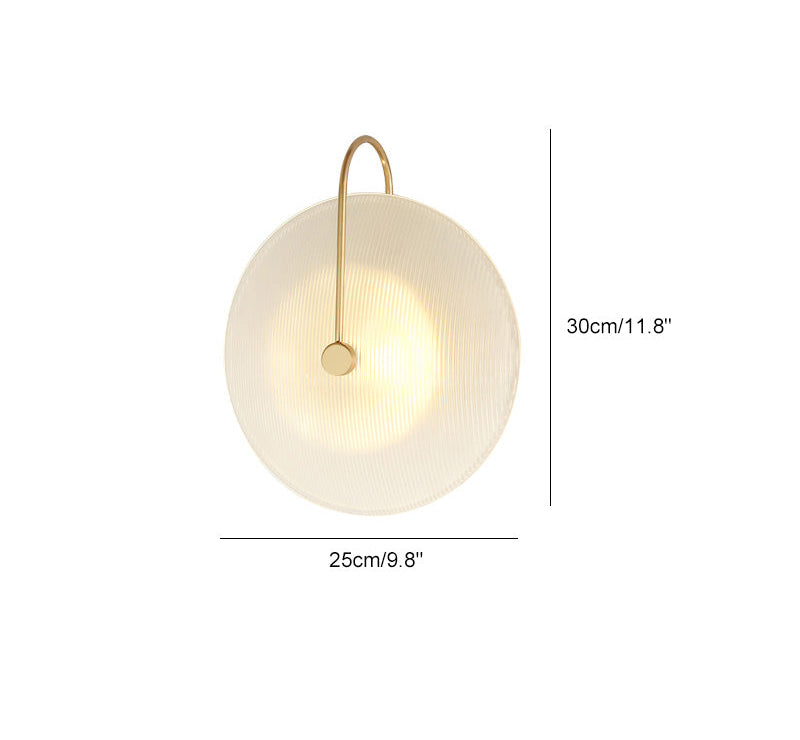 Ribbed Glass Disc Wall Light