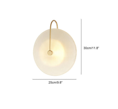 Ribbed Glass Disc Wall Light