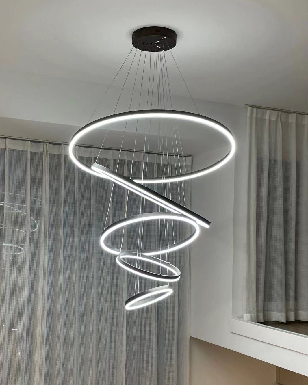 LED Ring Chandelier - Cascading Elegance