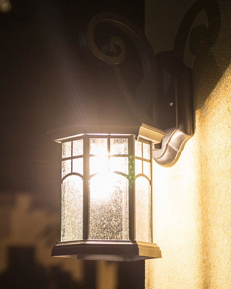Colonial Outdoor Wall Sconce – Vintage Black and Brown Glow