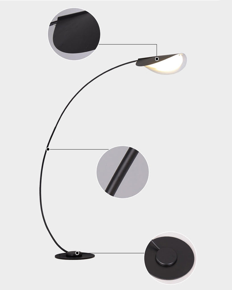 Lampadaire Arqué Moderne Noir