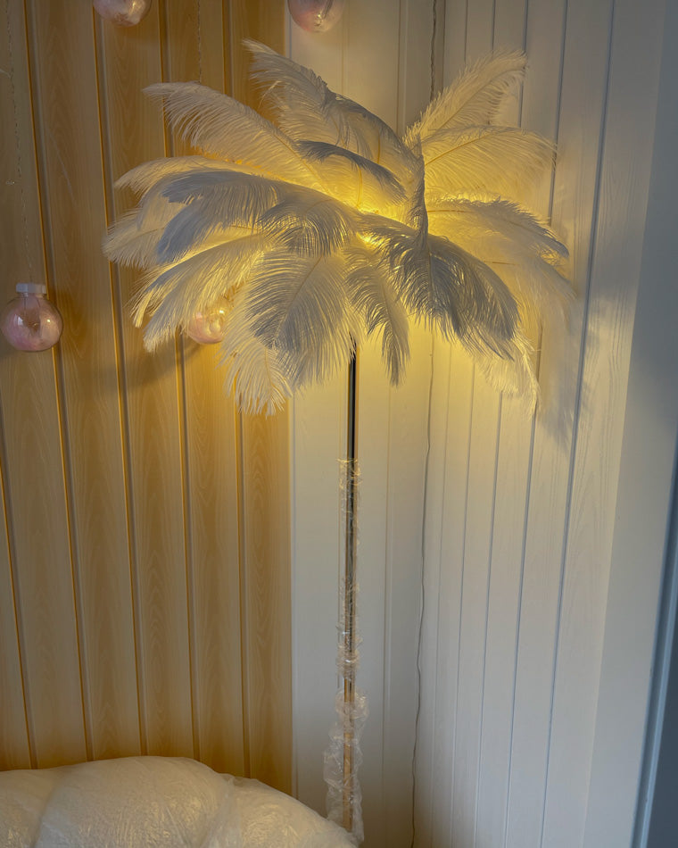 "Plumy Palm" Floor Lamp with Tray