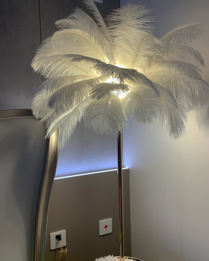 "Plumy Palm" Floor Lamp with Tray