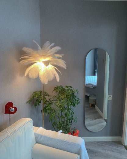 "Plumy Palm" Floor Lamp with Tray