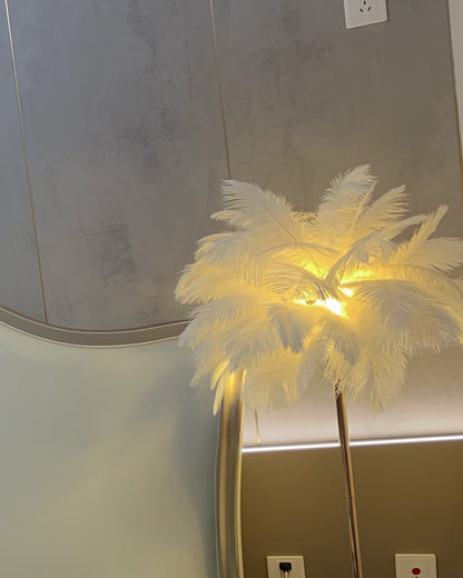 "Plumy Palm" Floor Lamp with Tray