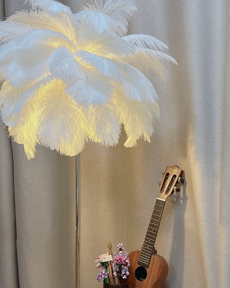 "Plumy Palm" Floor Lamp with Tray