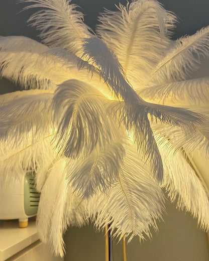 "Plumy Palm" Floor Lamp with Tray