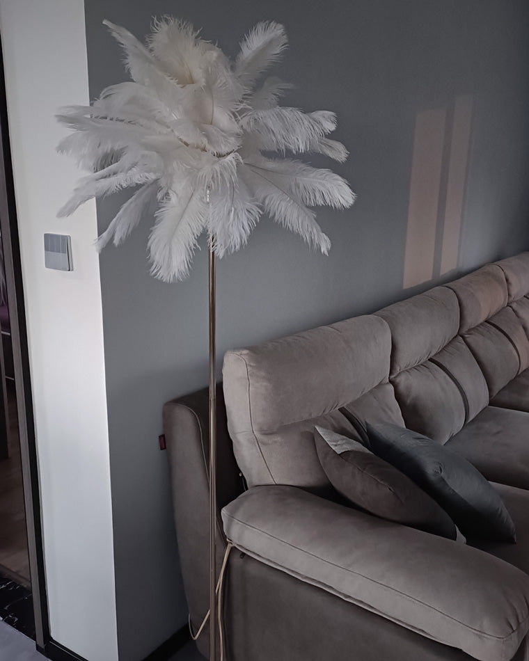 "Plumy Palm" Floor Lamp with Tray