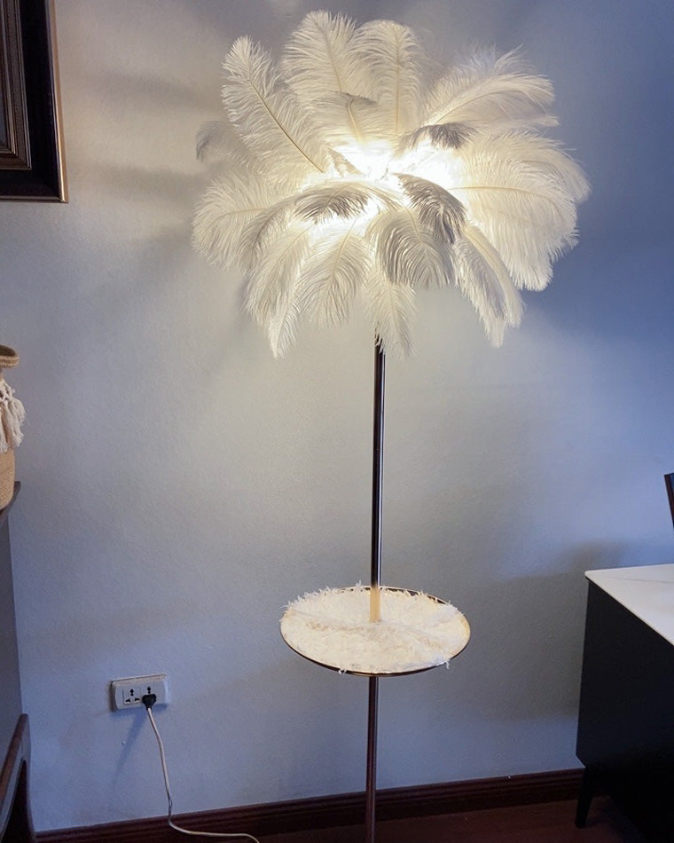 "Plumy Palm" Floor Lamp with Tray