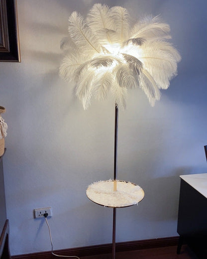 "Plumy Palm" Floor Lamp with Tray