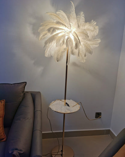 "Plumy Palm" Floor Lamp with Tray