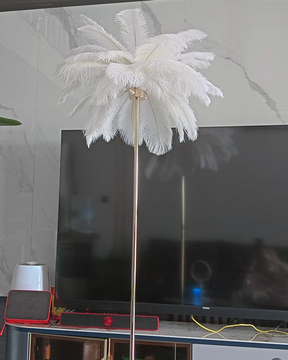 "Plumy Palm" Floor Lamp with Tray