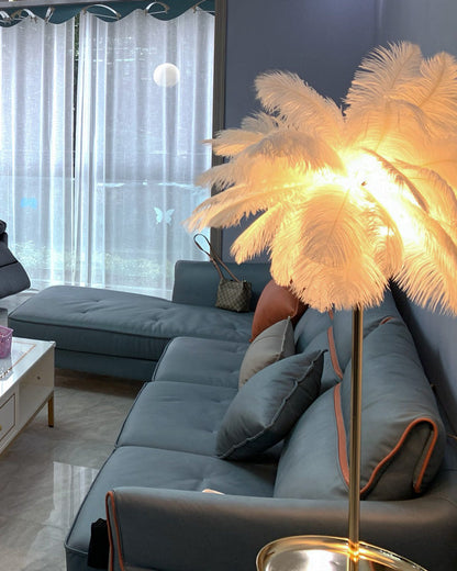 "Plumy Palm" Floor Lamp with Tray